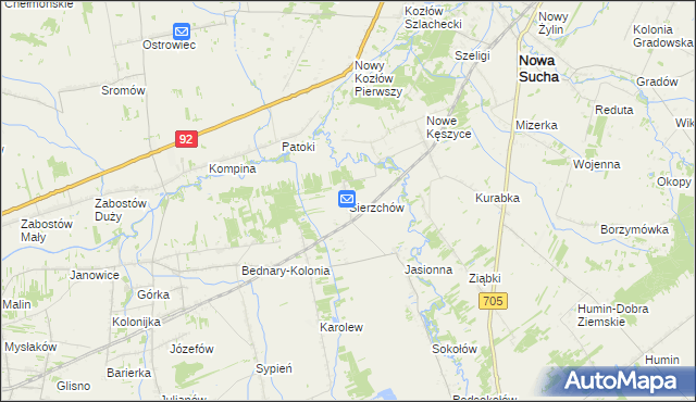 mapa Sierzchów gmina Bolimów, Sierzchów gmina Bolimów na mapie Targeo