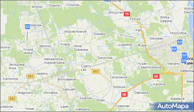 mapa Sierzchów gmina Góra Kalwaria, Sierzchów gmina Góra Kalwaria na mapie Targeo