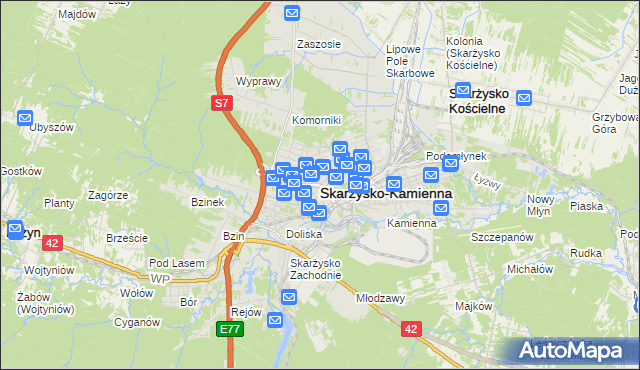 mapa Skarżysko-Kamienna, Skarżysko-Kamienna na mapie Targeo