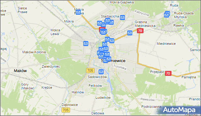 mapa Skierniewic, Skierniewice na mapie Targeo