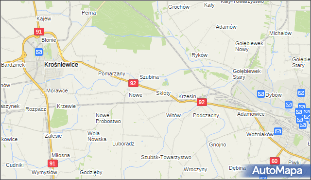 mapa Skłóty, Skłóty na mapie Targeo