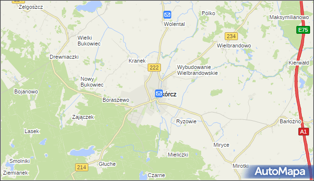 mapa Skórcz, Skórcz na mapie Targeo