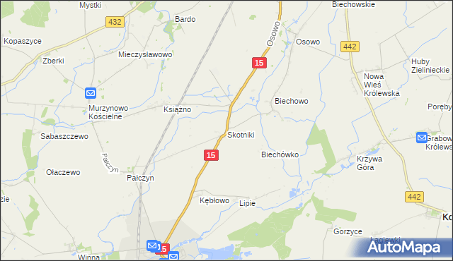 mapa Skotniki gmina Miłosław, Skotniki gmina Miłosław na mapie Targeo