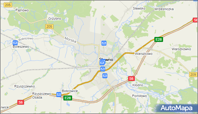 mapa Sławno, Sławno na mapie Targeo