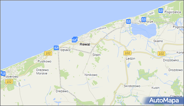mapa Śliwin, Śliwin na mapie Targeo