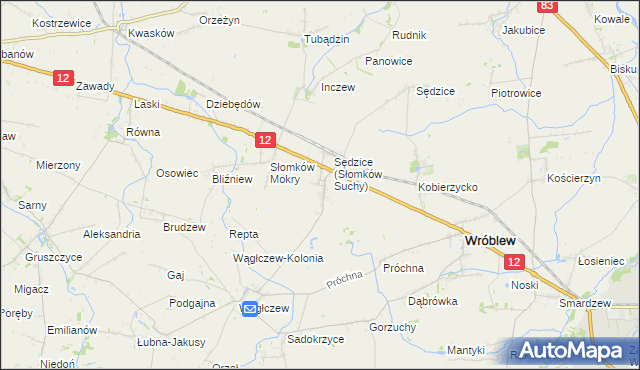 mapa Słomków Suchy, Słomków Suchy na mapie Targeo