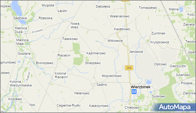 mapa Słomkowo gmina Wierzbinek, Słomkowo gmina Wierzbinek na mapie Targeo