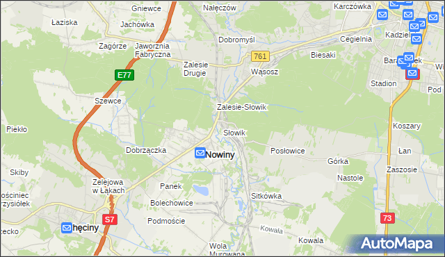 mapa Słowik gmina Sitkówka-Nowiny, Słowik gmina Sitkówka-Nowiny na mapie Targeo