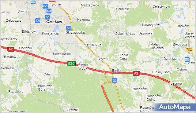 mapa Słowik gmina Zgierz, Słowik gmina Zgierz na mapie Targeo