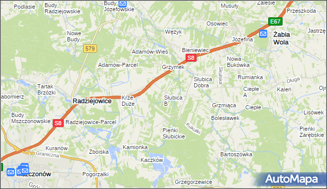 mapa Słubica B, Słubica B na mapie Targeo