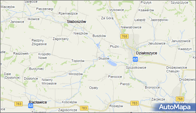 mapa Słupów, Słupów na mapie Targeo