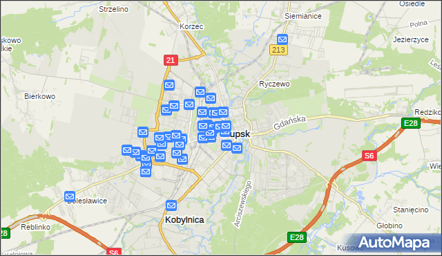mapa Słupska, Słupsk na mapie Targeo