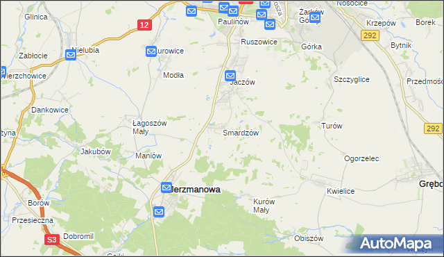 mapa Smardzów gmina Jerzmanowa, Smardzów gmina Jerzmanowa na mapie Targeo