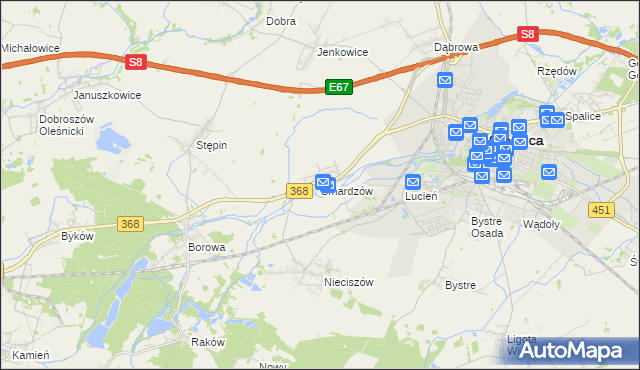 mapa Smardzów gmina Oleśnica, Smardzów gmina Oleśnica na mapie Targeo