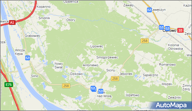 mapa Smogorzewiec, Smogorzewiec na mapie Targeo