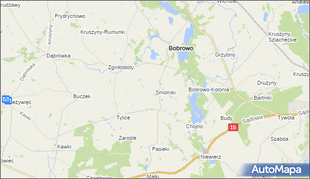 mapa Smolniki gmina Bobrowo, Smolniki gmina Bobrowo na mapie Targeo