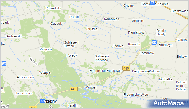 mapa Sobiesęki Pierwsze, Sobiesęki Pierwsze na mapie Targeo