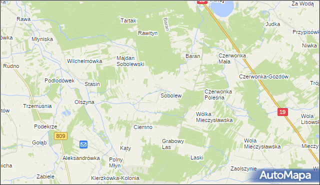 mapa Sobolew gmina Firlej, Sobolew gmina Firlej na mapie Targeo