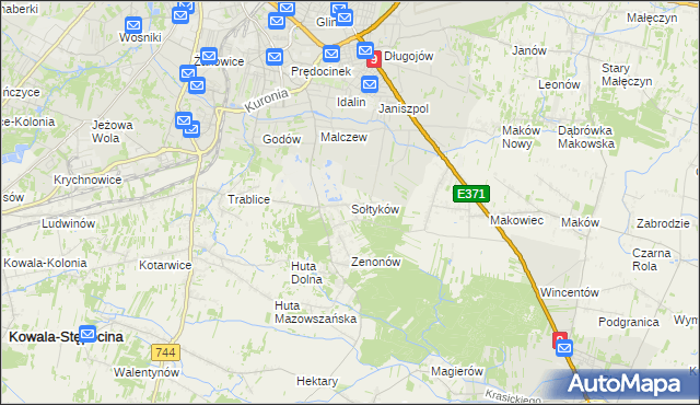 mapa Sołtyków gmina Skaryszew, Sołtyków gmina Skaryszew na mapie Targeo
