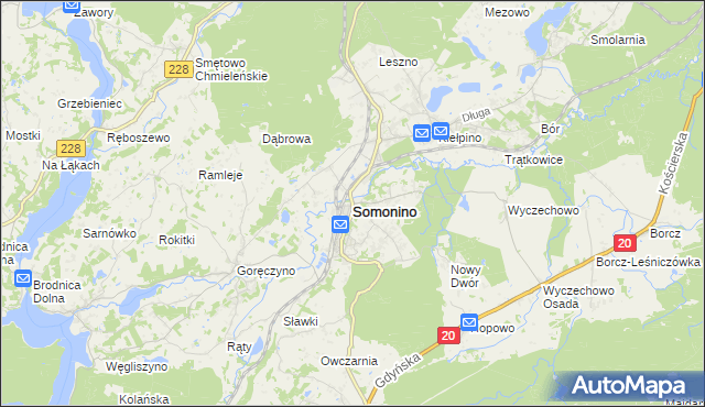 mapa Somonino, Somonino na mapie Targeo