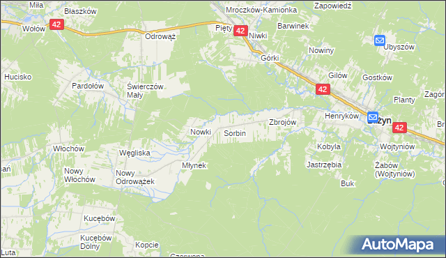 mapa Sorbin, Sorbin na mapie Targeo