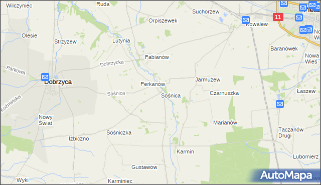 mapa Sośnica gmina Dobrzyca, Sośnica gmina Dobrzyca na mapie Targeo