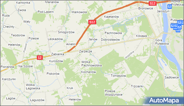 mapa Sosnów gmina Puławy, Sosnów gmina Puławy na mapie Targeo