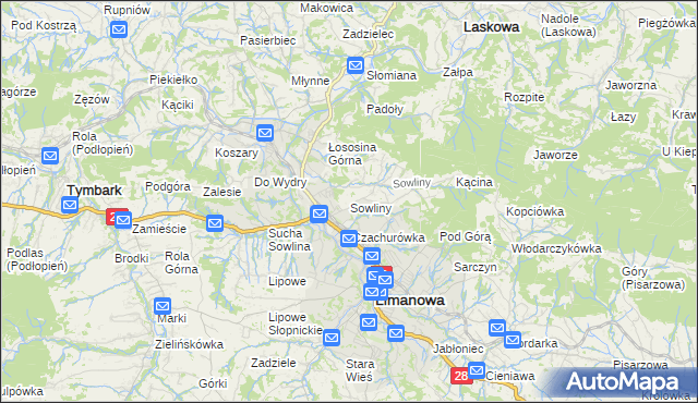 mapa Sowliny, Sowliny na mapie Targeo