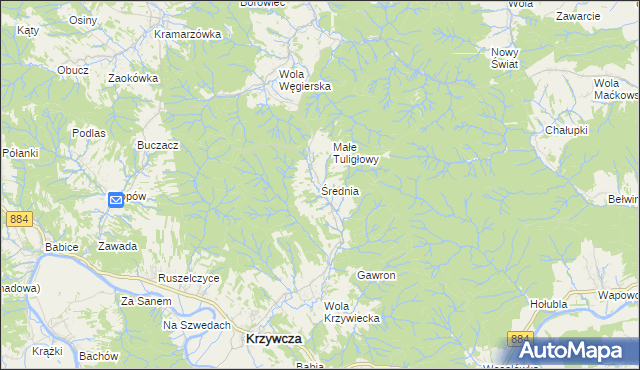 mapa Średnia, Średnia na mapie Targeo