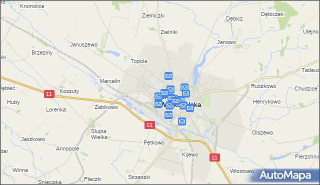 mapa Środa Wielkopolska, Środa Wielkopolska na mapie Targeo