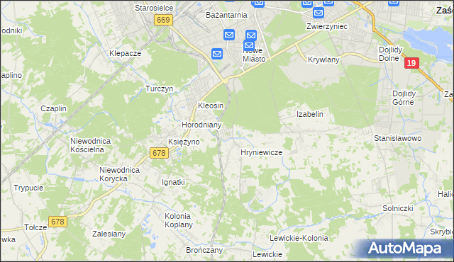 mapa Śródlesie gmina Juchnowiec Kościelny, Śródlesie gmina Juchnowiec Kościelny na mapie Targeo