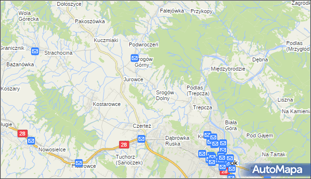 mapa Srogów Dolny, Srogów Dolny na mapie Targeo