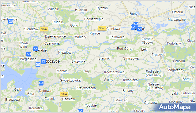 mapa Stadniki gmina Dobczyce, Stadniki gmina Dobczyce na mapie Targeo