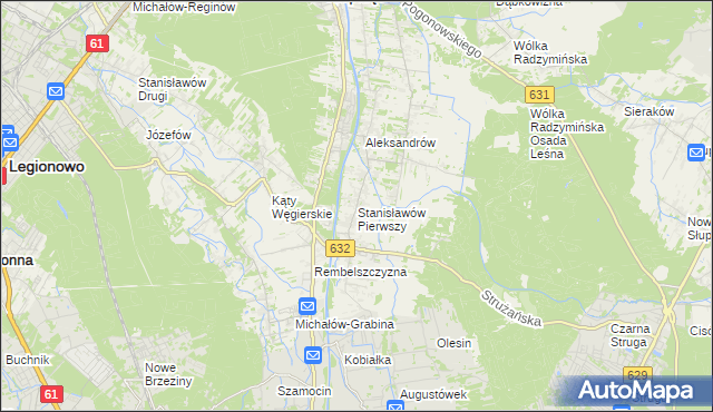 mapa Stanisławów Pierwszy gmina Nieporęt, Stanisławów Pierwszy gmina Nieporęt na mapie Targeo