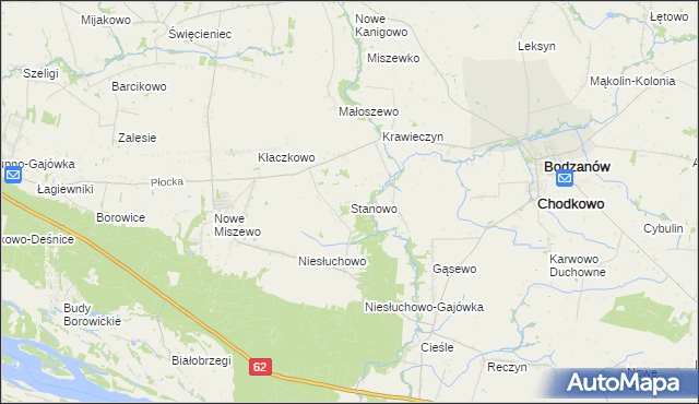 mapa Stanowo gmina Bodzanów, Stanowo gmina Bodzanów na mapie Targeo