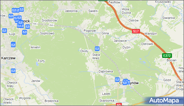 mapa Stara Wieś gmina Celestynów, Stara Wieś gmina Celestynów na mapie Targeo