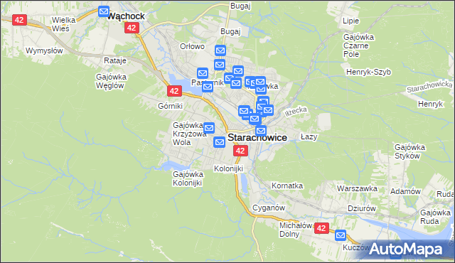 mapa Starachowic, Starachowice na mapie Targeo