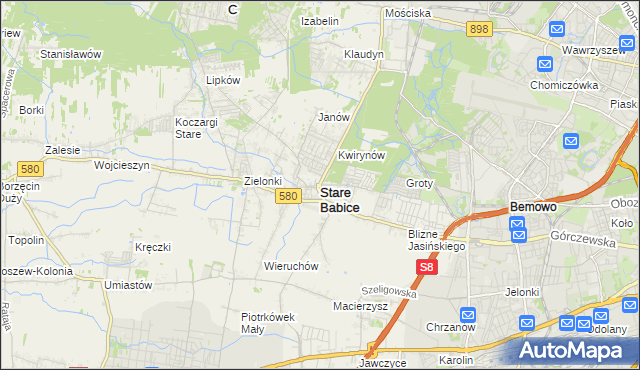 mapa Stare Babice, Stare Babice na mapie Targeo