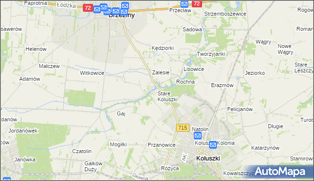 mapa Stare Koluszki, Stare Koluszki na mapie Targeo
