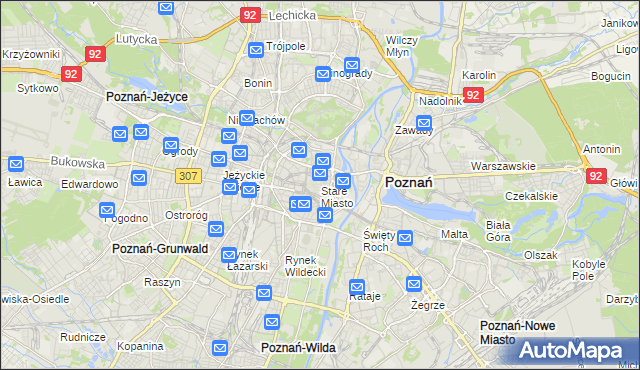 mapa Stare Miasto gmina Poznań, Stare Miasto gmina Poznań na mapie Targeo