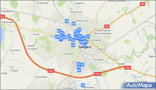 mapa Stargard, Stargard na mapie Targeo