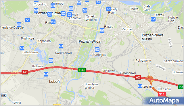 mapa Starołęka, Starołęka na mapie Targeo