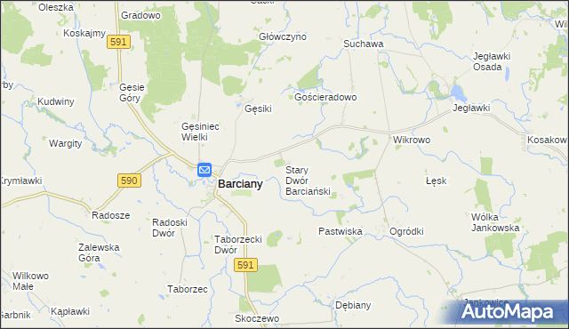 mapa Stary Dwór Barciański, Stary Dwór Barciański na mapie Targeo