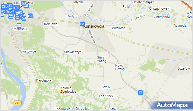 mapa Stary Pożóg, Stary Pożóg na mapie Targeo
