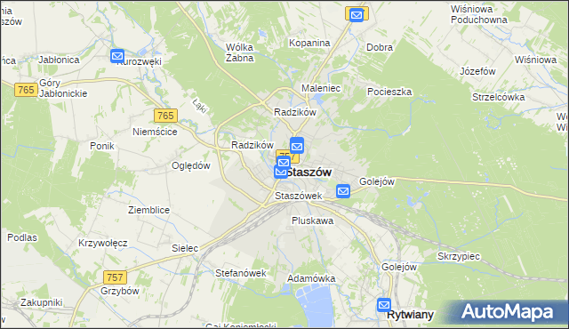 mapa Staszów, Staszów na mapie Targeo