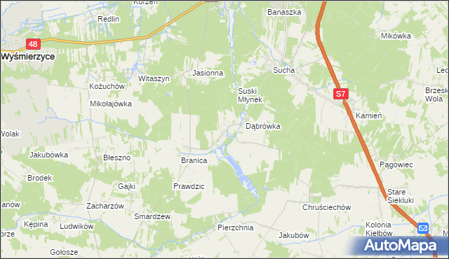 mapa Stawiszyn gmina Białobrzegi, Stawiszyn gmina Białobrzegi na mapie Targeo