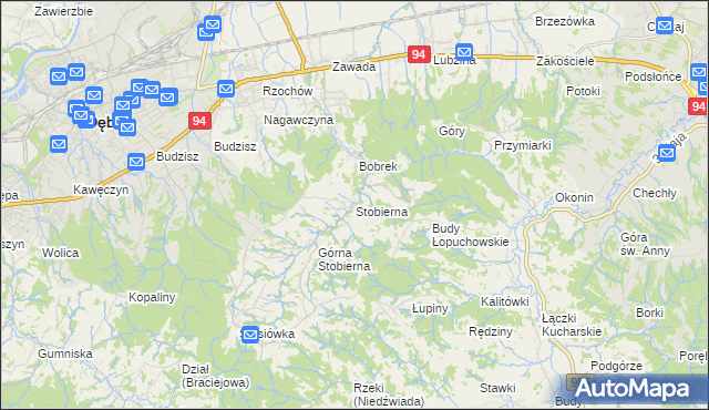 mapa Stobierna gmina Dębica, Stobierna gmina Dębica na mapie Targeo