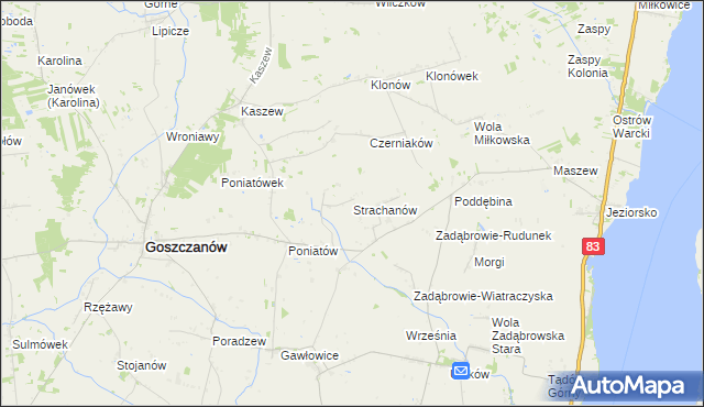 mapa Strachanów, Strachanów na mapie Targeo