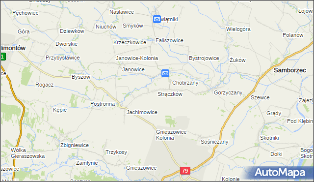 mapa Strączków, Strączków na mapie Targeo