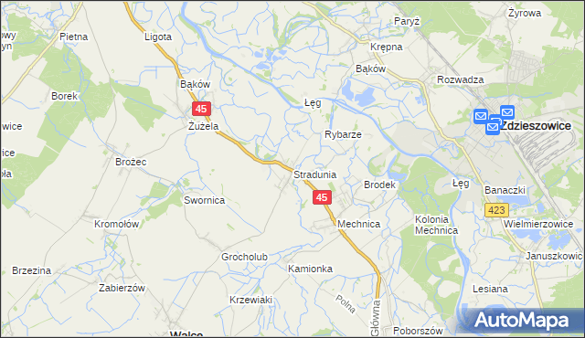 mapa Stradunia, Stradunia na mapie Targeo